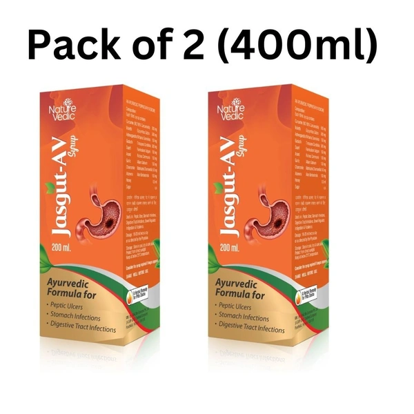 Nature Vedic Jasgut - AV Syrup for Peptic Ulcers & Stomach Infection - 400 ml
